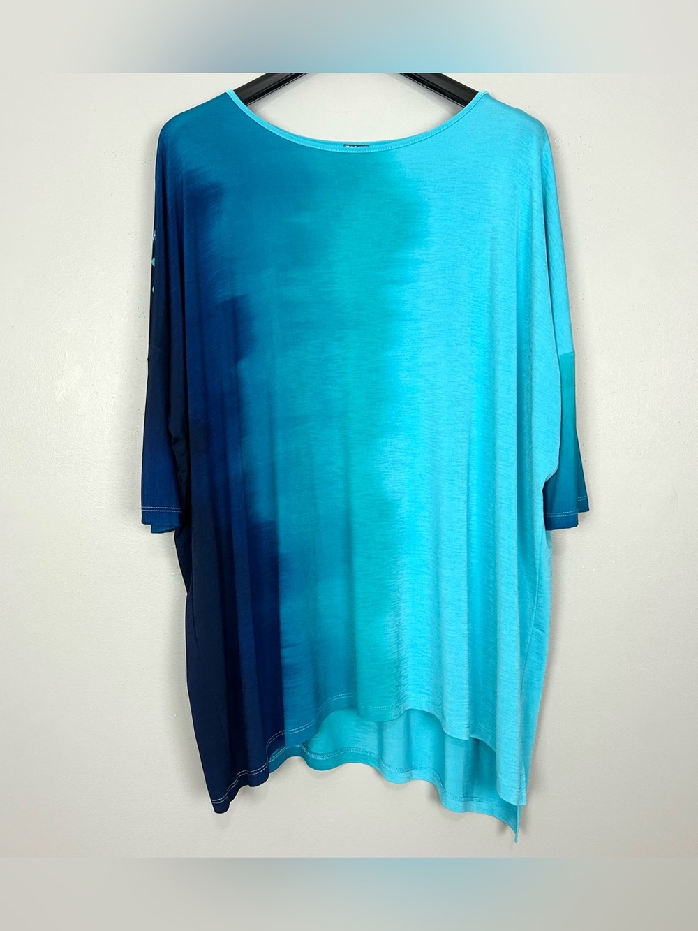 Clara Sun Woo Watercolor Tunic Top Women’s Size 1X Dolman Sleeves Fluid Knit
